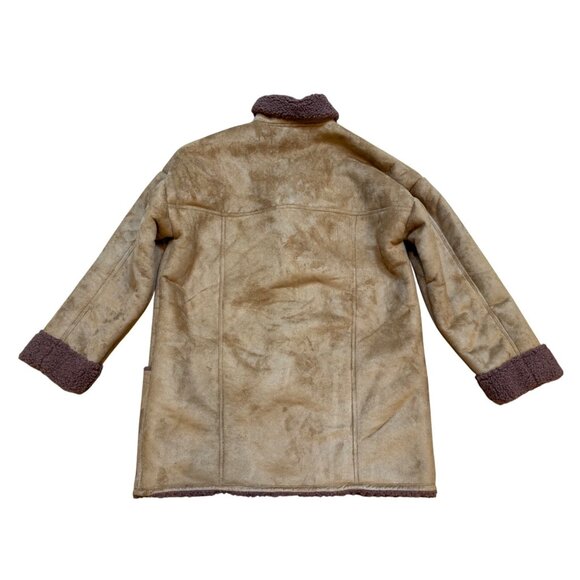 Free People Diogo Brown Suede Warm Short Faux Fur Coat Womens Size Small M - Picture 3 of 6